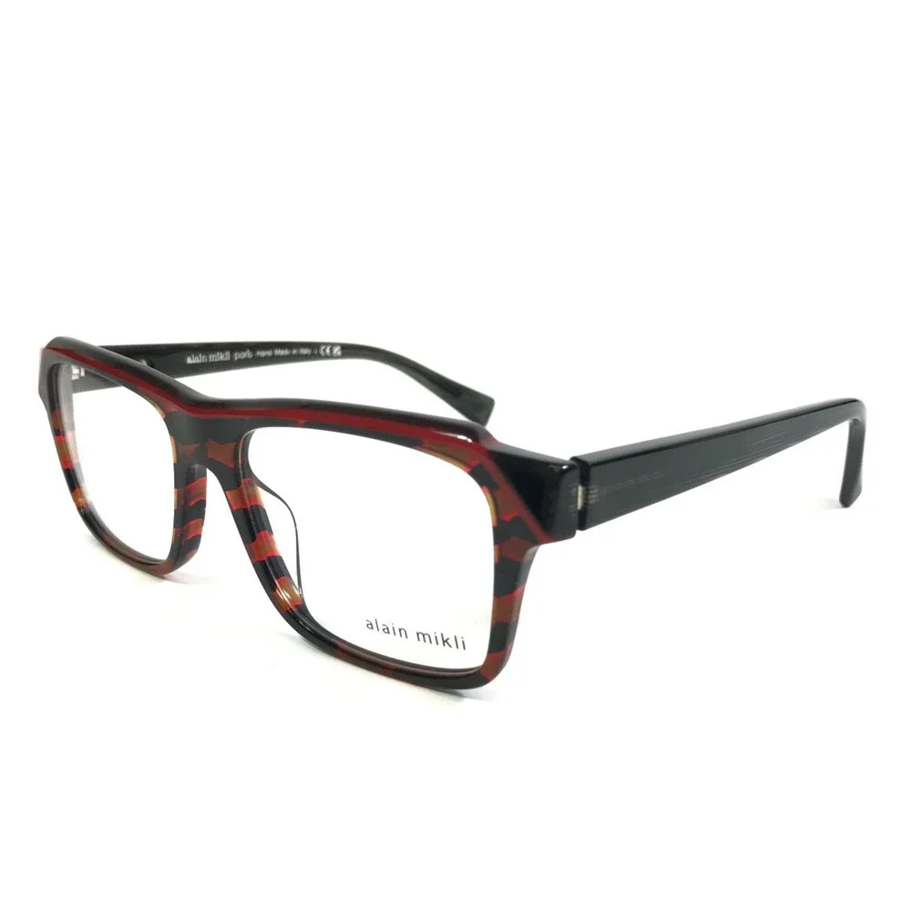 Alain Mikli Eyeglasses Frames A03150 005 Rhombus Red Black Pont Blac 55-18-145